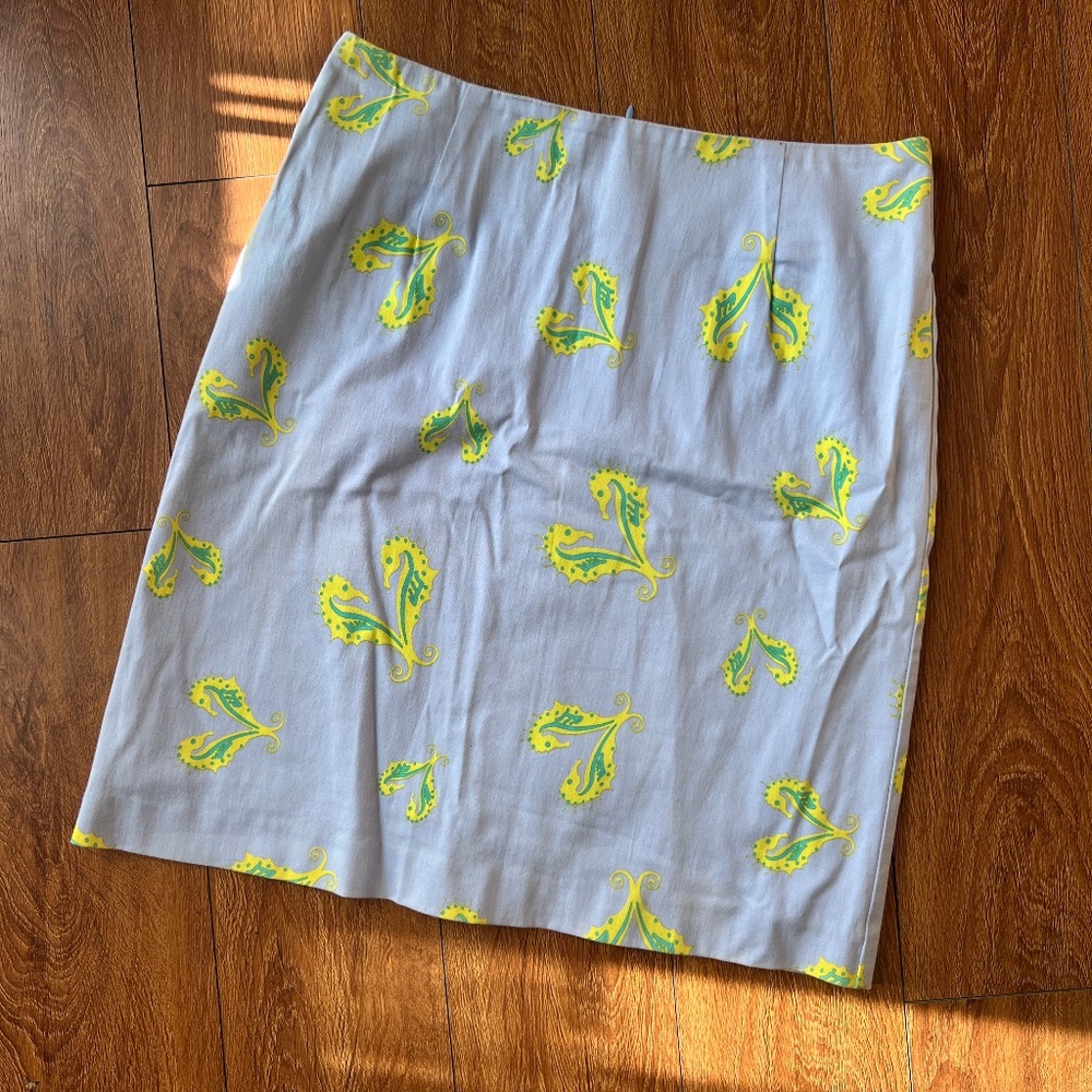 Y2K Baby Blue Novelty Seahorse Heart Print Skirt